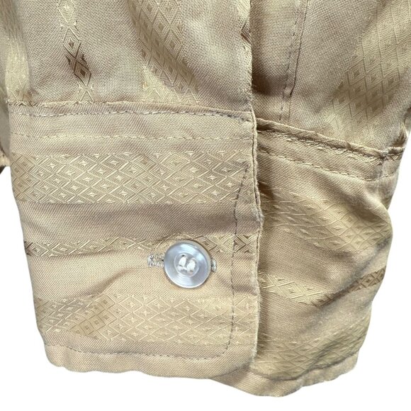 Vintage Mens Button-Down Shirt 17.5-34 Geometric Pattern Beige Long Sleeve 70's - Picture 10 of 10